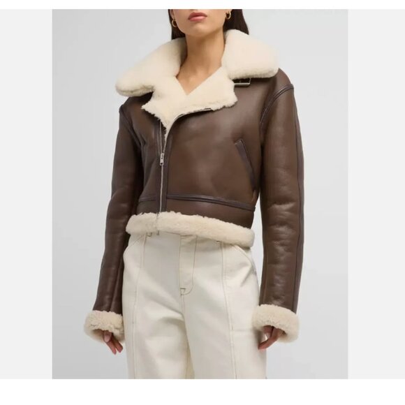 Frame Boxy Shearling Cropped Jacket - Picture 1 of 11